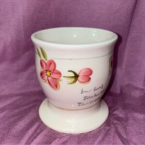 Vintage Bath and Body Works 1999 candle votive floral letter ceramic tumbler